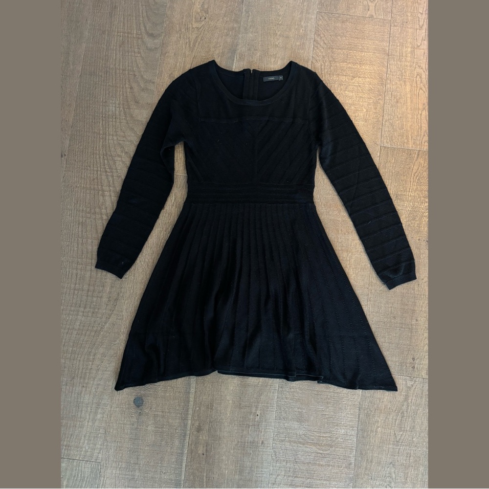 thml black long sleeve knit sweater mini dress